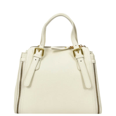 Womens Real Leather Handbag Small Size Top-Handle Style Juniper White (Min Order From 10Pcs)