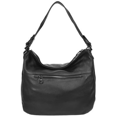 Women's Real Leather Hobo Style Handbag Diana Black ( Min Order From 10/Pcs )