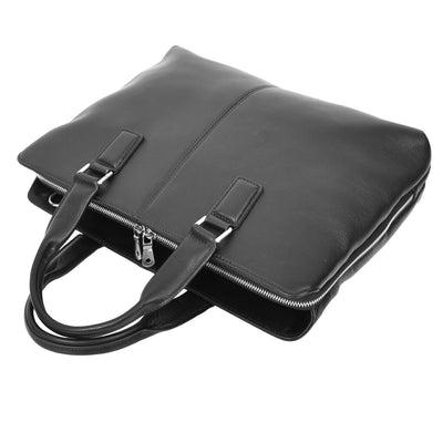 Real Leather Cross Body Briefcase Kingston Black (Min Order From 10/Pcs)