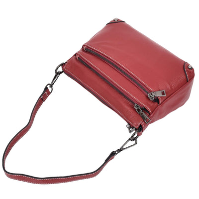 Women's Leather 2-in-1 Cross Body Shoulder Bag Olivia Red  ( Min Order From 10/Pcs )