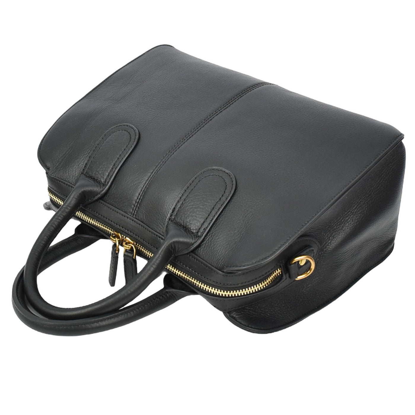 Women's Real Leather Handbag Classic Organiser Top-Handle Style Meadow Black (Min Order From 10Pcs)