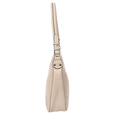 Women's Leather Hobo Style Shoulder Bag Daphne Taupe ( Min Order From 10/Pcs )