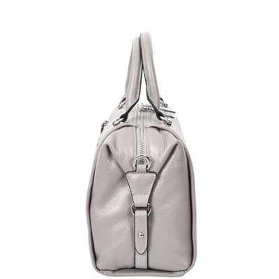 Women's Leather Small Barrel Shape Handbag Luna Gray ( Min Order From 10/Pcs )