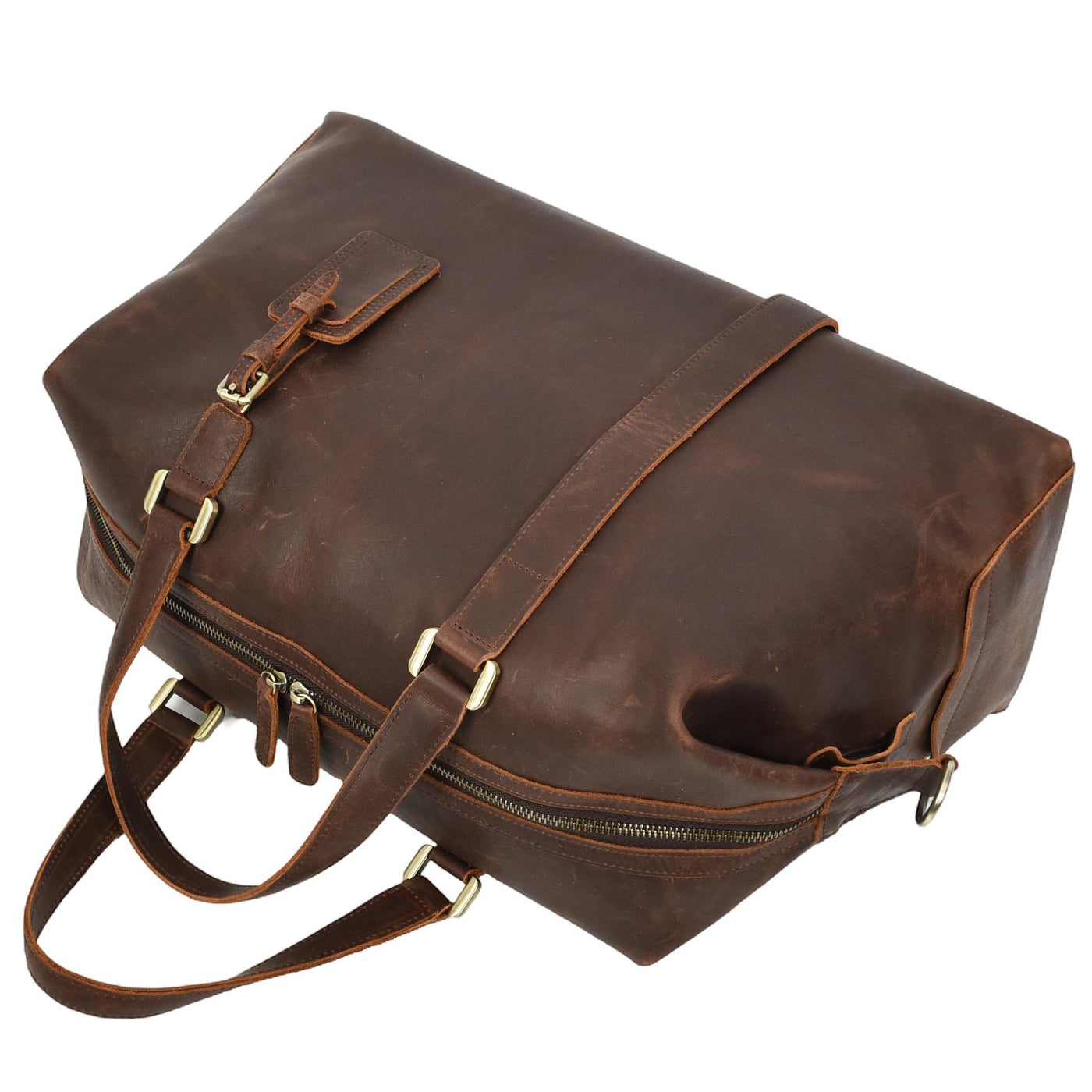 Leather Holdall Weekend Bag Aspen Brown ( Min Order From 10/Pcs )