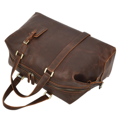 Leather Holdall Weekend Bag Aspen Brown ( Min Order From 10/Pcs )