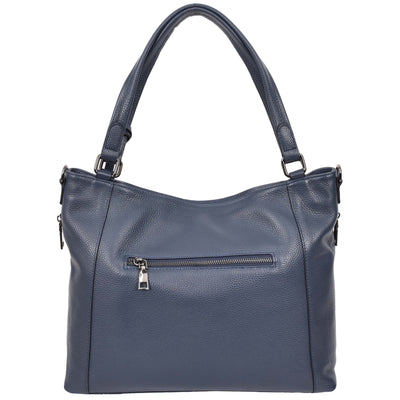 Women's Leather Tote Shoulder Handbag Evelyn Blue  ( Min Order From 10/Pcs )