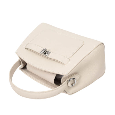 Women's Leather Top Handle Small Bag Lydia Off White    ( Min Order From 10/Pcs )