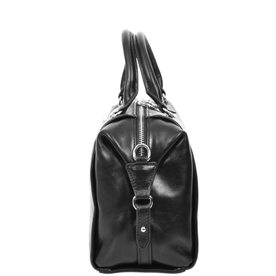Women's Leather Small Barrel Shape Handbag Luna Black ( Min Order From 10/Pcs )