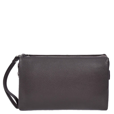 Real Leather Lockable Wrist Bag Thames Brown ( Min Order From 10/Pcs )