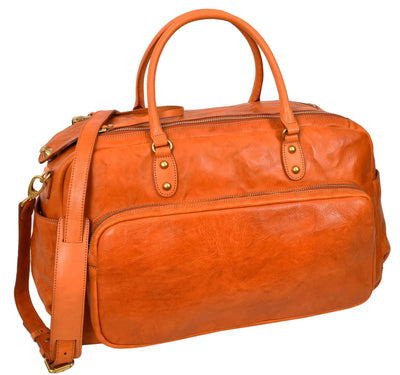 Genuine Leather Large Size Holdall Travel Duffle Bag HOL716 TAN (Min Order From 10Pcs)