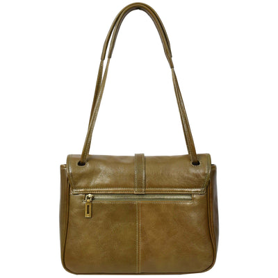 Women's Real Leather Shoulder Bag Classic Mid Size Handbag Simone OLIVE  (Min Order From 10Pcs)