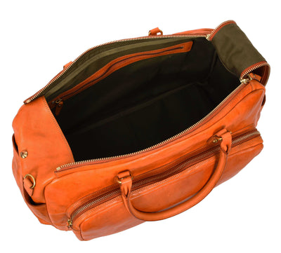 Genuine Leather Large Size Holdall Travel Duffle Bag HOL716 TAN (Min Order From 10Pcs)