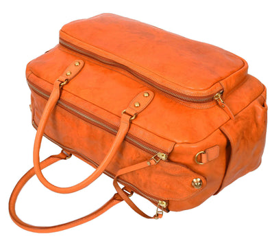 Genuine Leather Large Size Holdall Travel Duffle Bag HOL716 TAN (Min Order From 10Pcs)