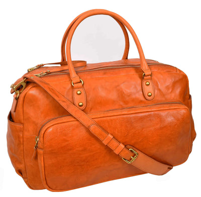 Genuine Leather Large Size Holdall Travel Duffle Bag HOL716 TAN (Min Order From 10Pcs)
