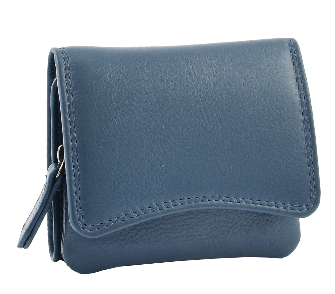 Womens Small Trifold Leather Purse Carmel Navy (Min Order From 20Pcs)