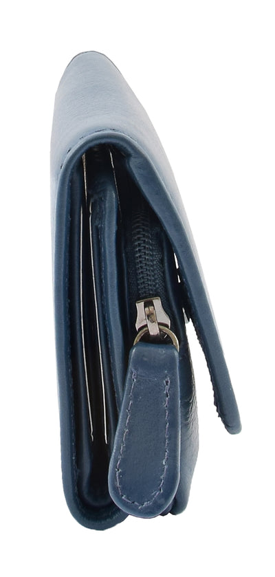Womens Small Trifold Leather Purse Carmel Navy (Min Order From 20Pcs)