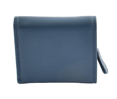 Womens Small Trifold Leather Purse Carmel Navy (Min Order From 20Pcs)