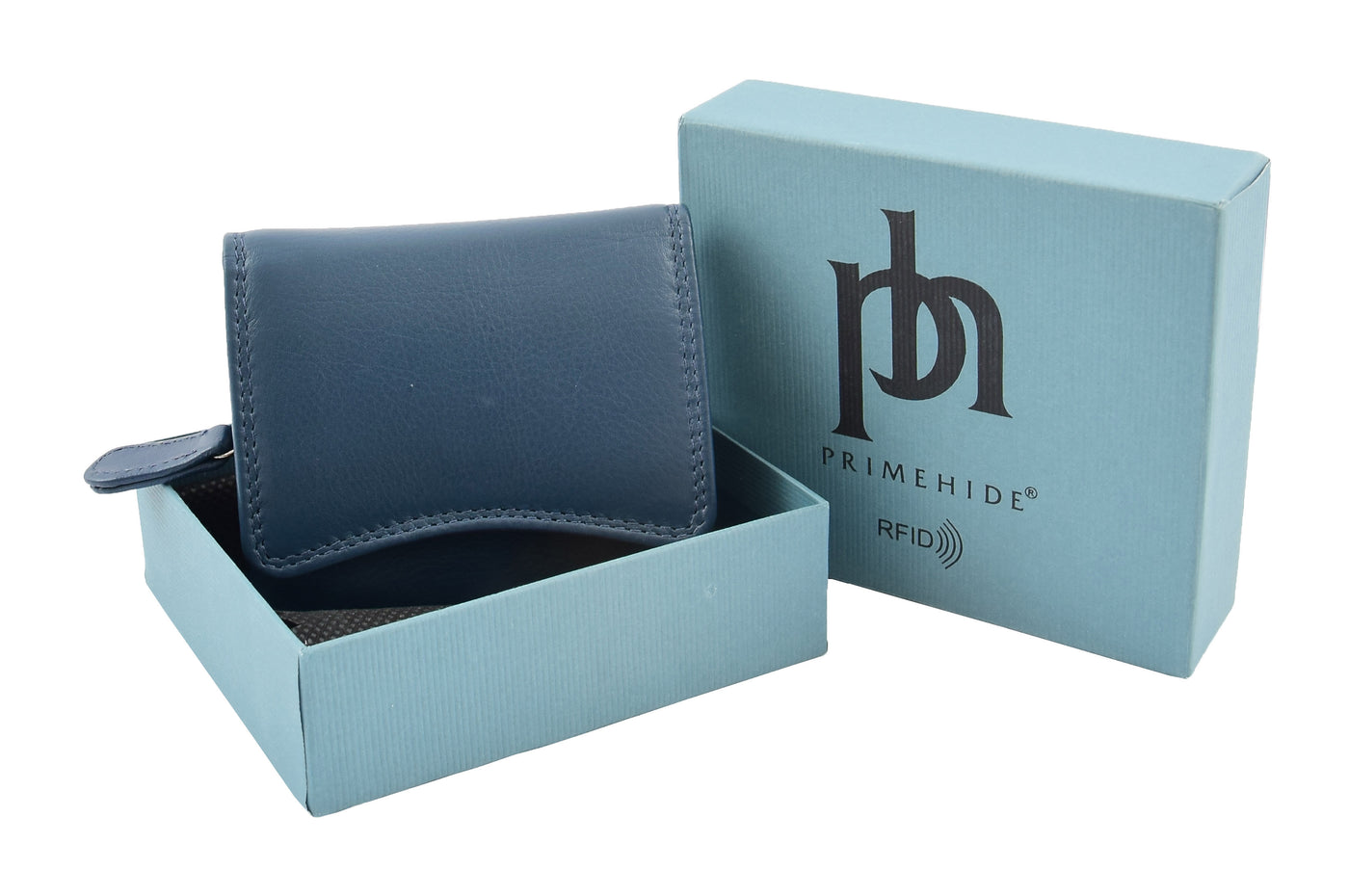 Womens Small Trifold Leather Purse Carmel Navy (Min Order From 20Pcs)