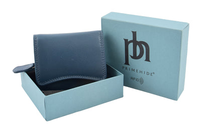 Womens Small Trifold Leather Purse Carmel Navy (Min Order From 20Pcs)