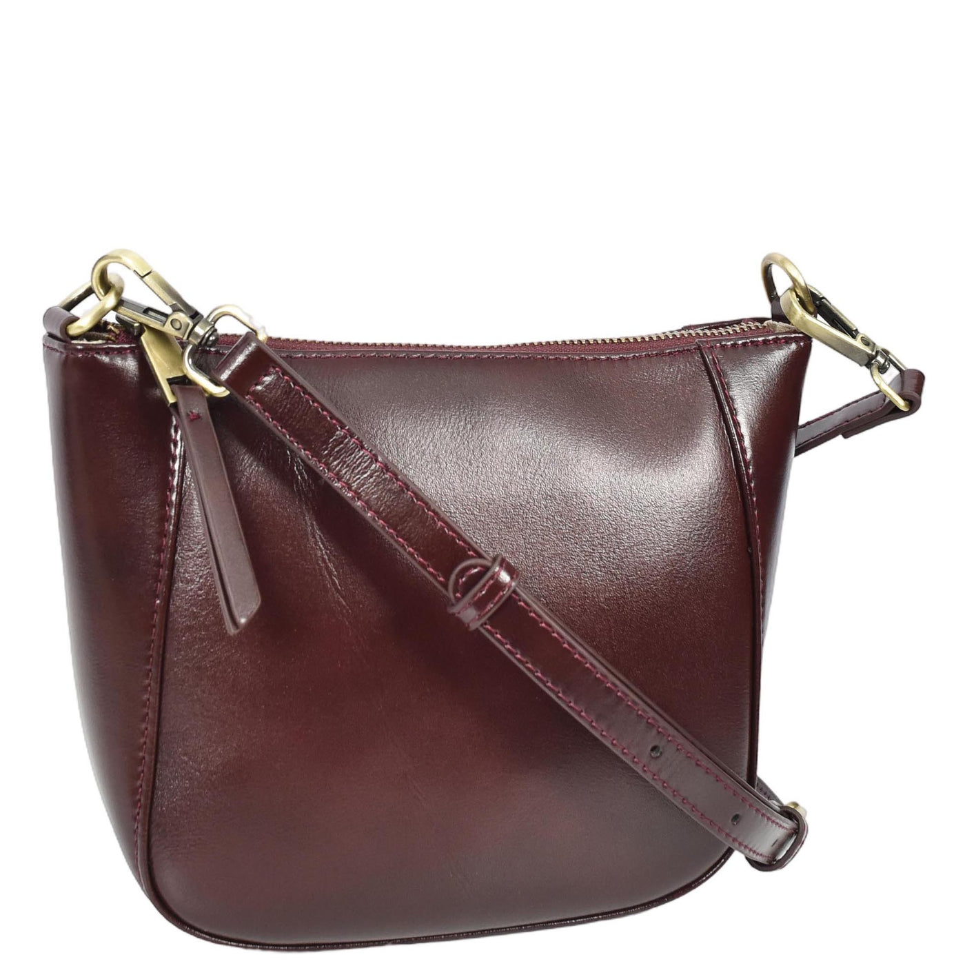 Women's Real Leather Cross Body Bag Small Size Sling Pouch Catherine BURGUNDY (Min Order From 10Pcs)
