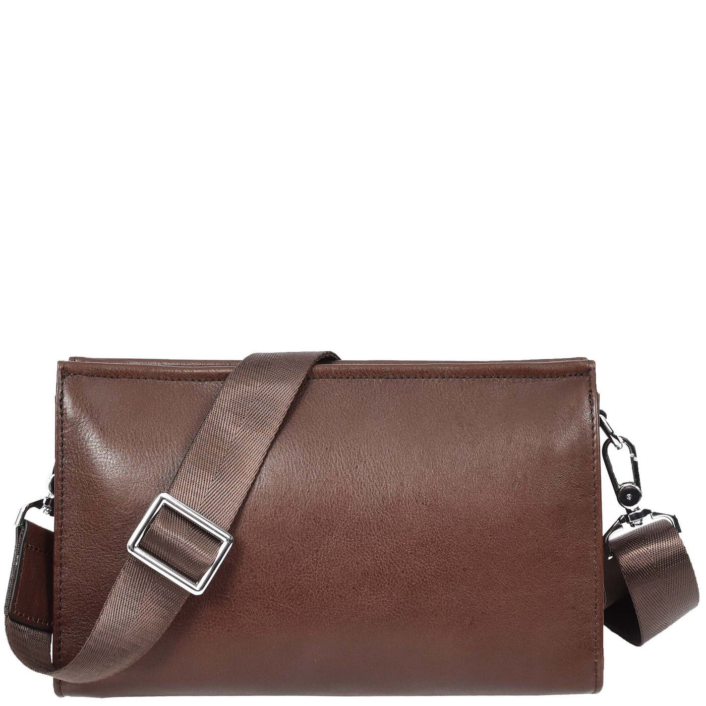 Mens Real Leather Wrist Bag Organiser Cross Body Style Suva Brown (Min Order From 10Pcs)