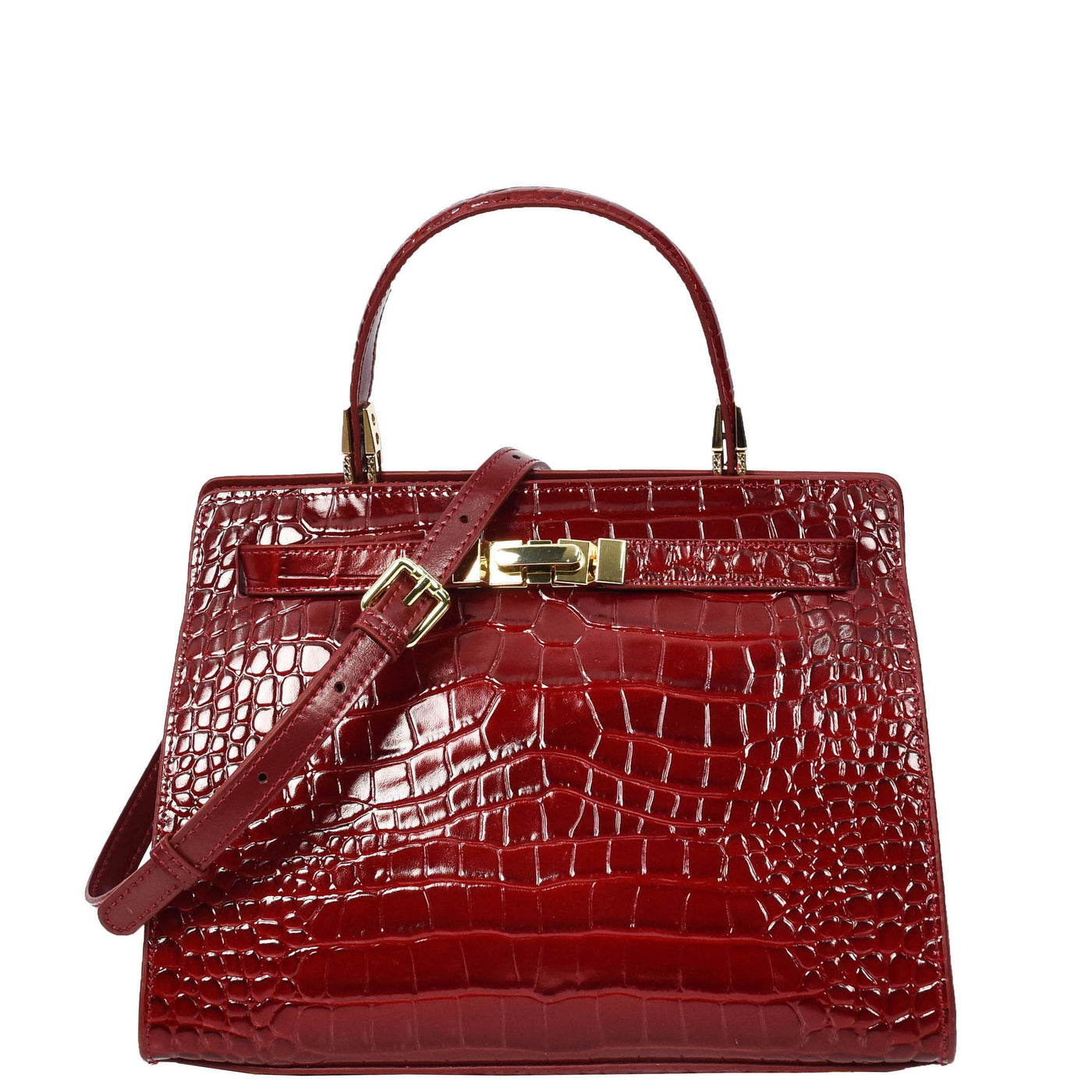 Women's Real Leather Handbag Small Organiser Top-Handle Handbag Camille Red ( Min Order From 10/Pcs )
