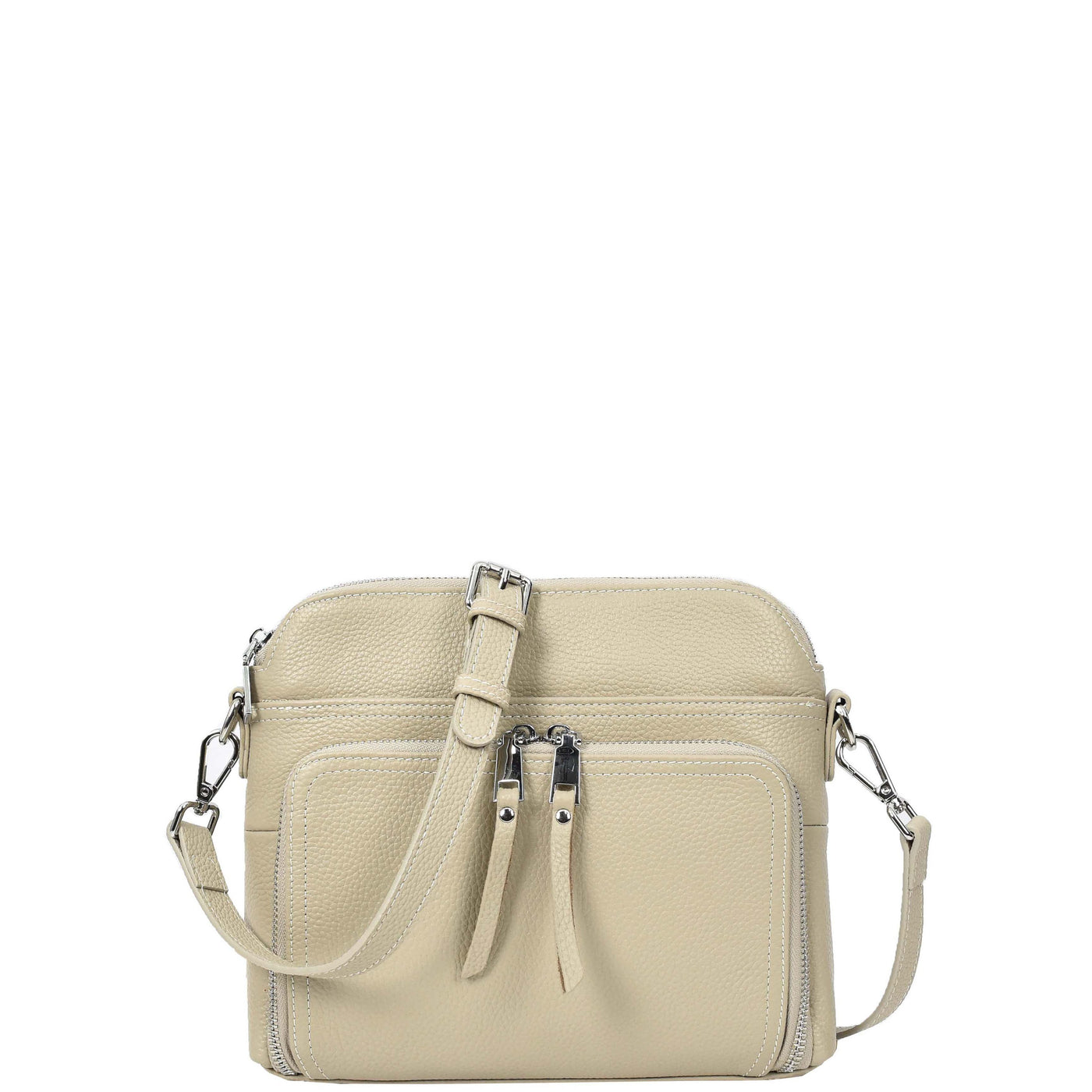 Womens Real Leather Cross Body Bag Classic Sling Style Skye Beige (Min Order From 10Pcs)