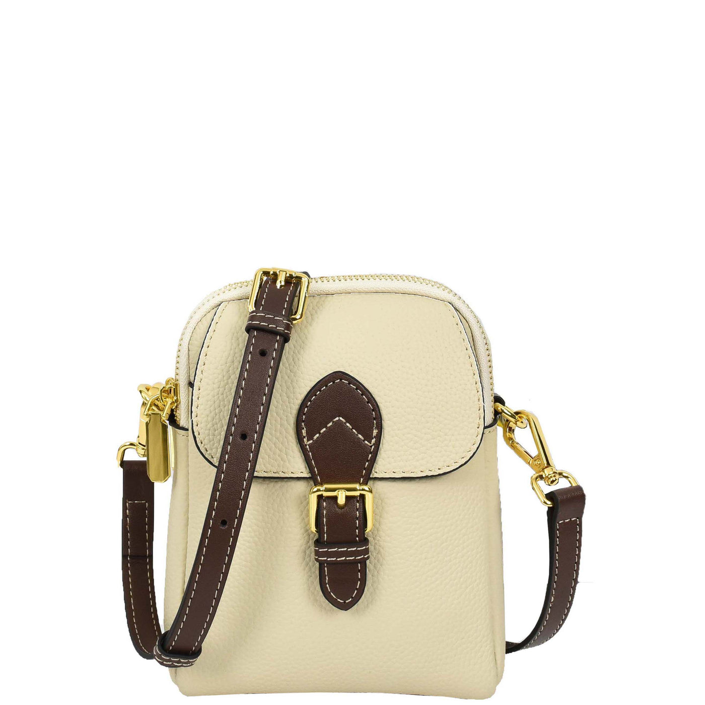 Women's Real Leather Cross Body Bag Small Size Sling Pouch Elizabeth White (Min Order From 10Pcs)
