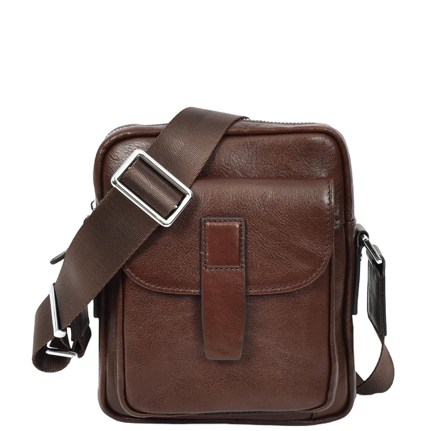 Mens Real Leather Cross Body Bag Small Size Travel Pouch Malmo Brown (Min Order From 10Pcs)
