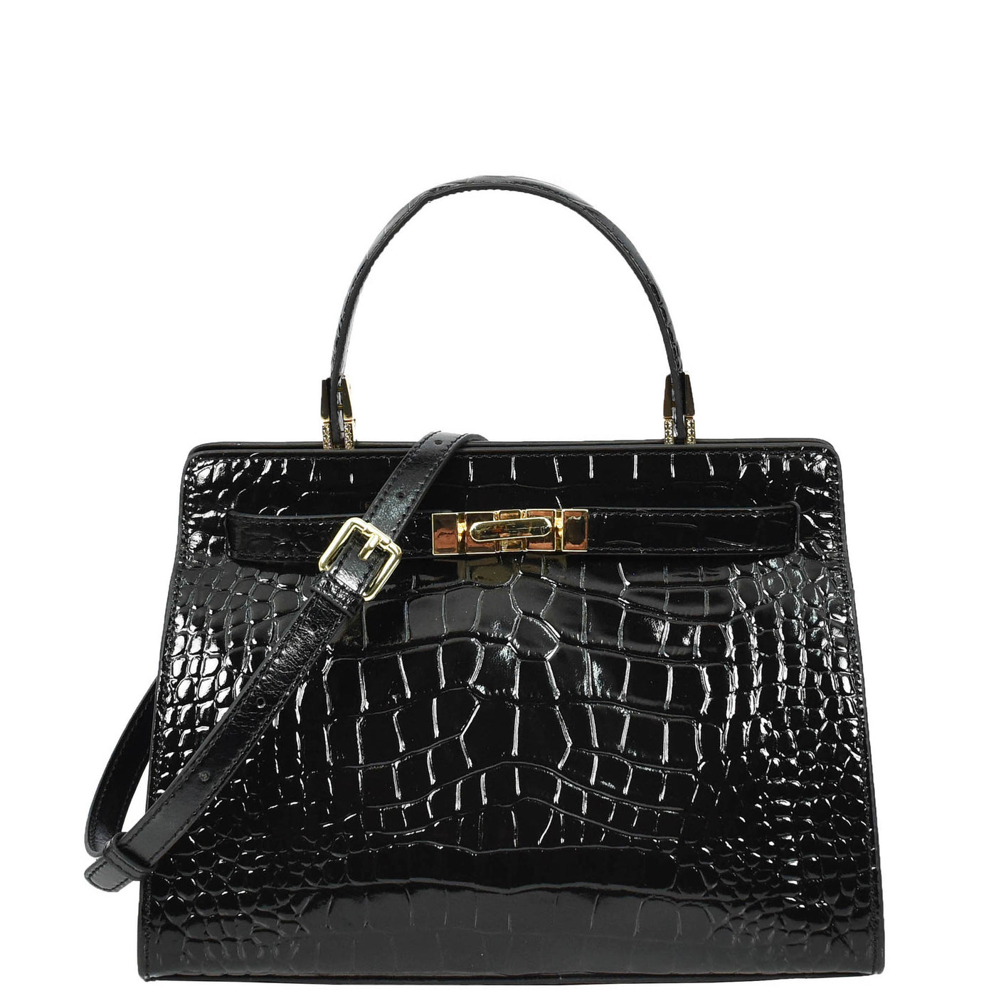 Women's Real Leather Handbag Small Organiser Top-Handle Handbag Camille Black ( Min Order From 10/Pcs )