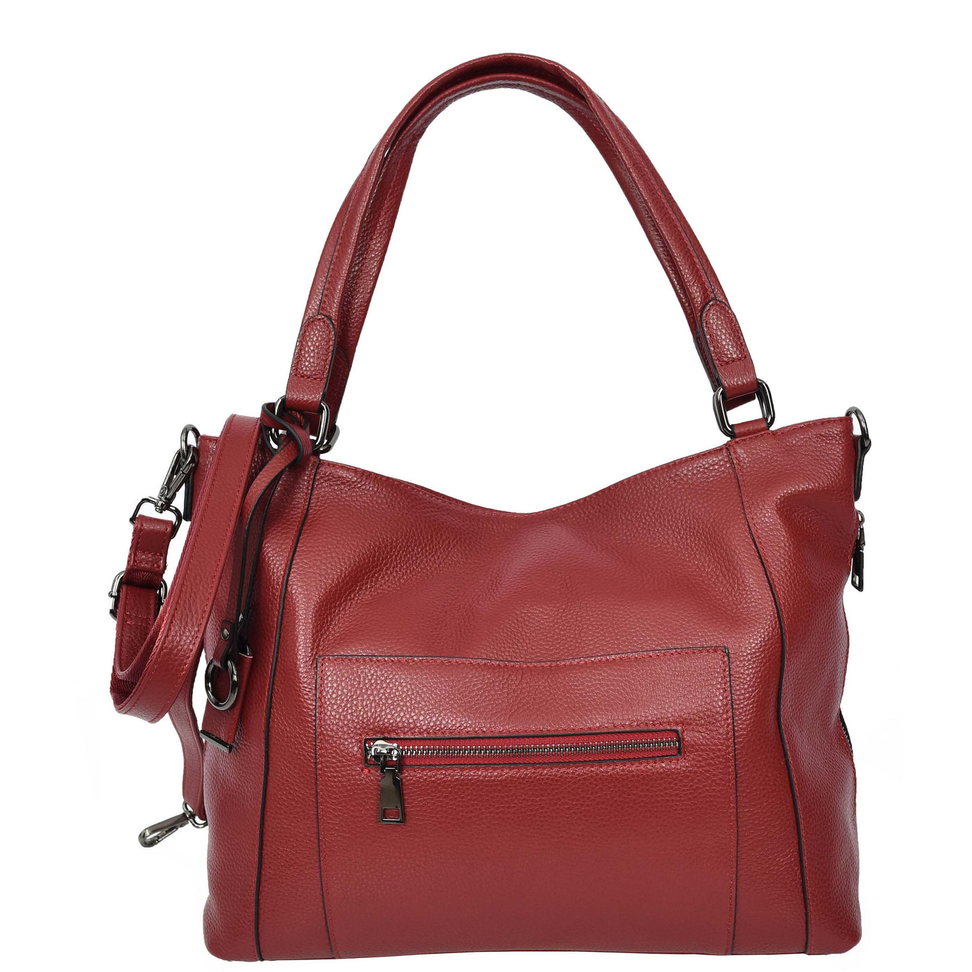 Women's Leather Tote Shoulder Handbag Evelyn Red ( Min Order From 10/Pcs )