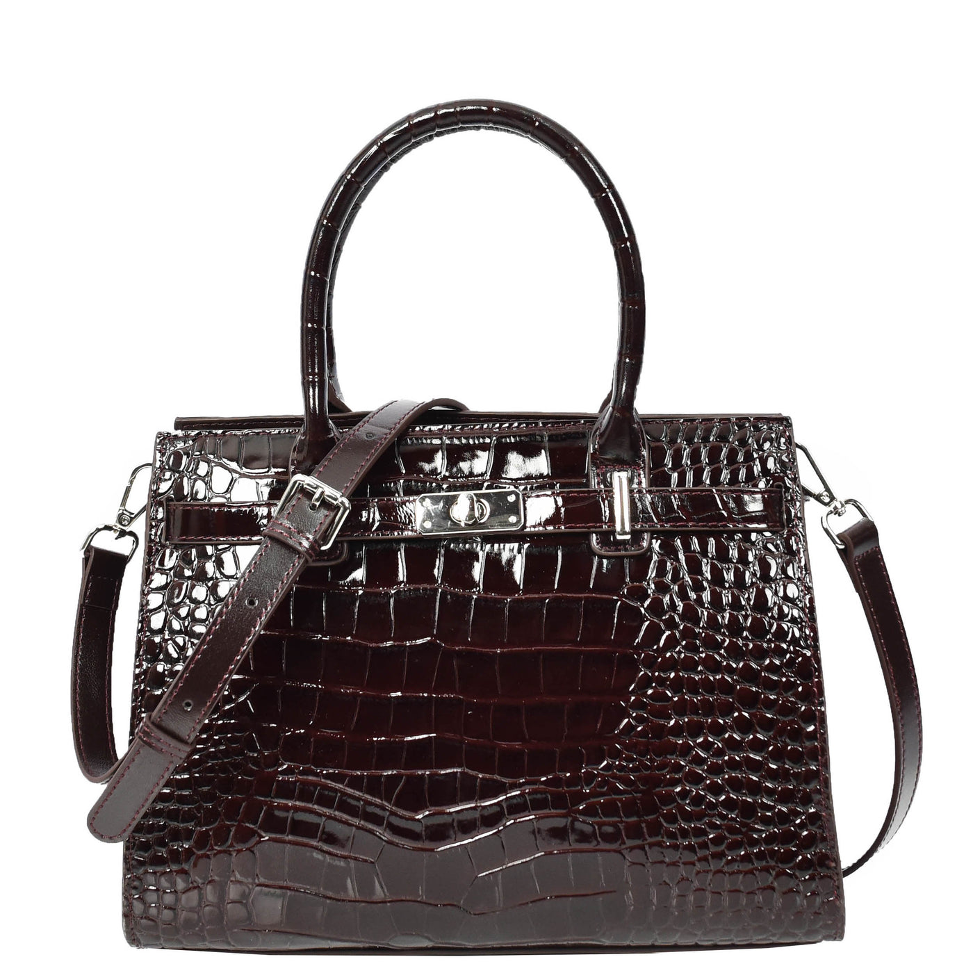 Women Real Leather Handbag Mid Size Organiser Top-Handle Handbag Noelle Brown (Min Order From 10Pcs)