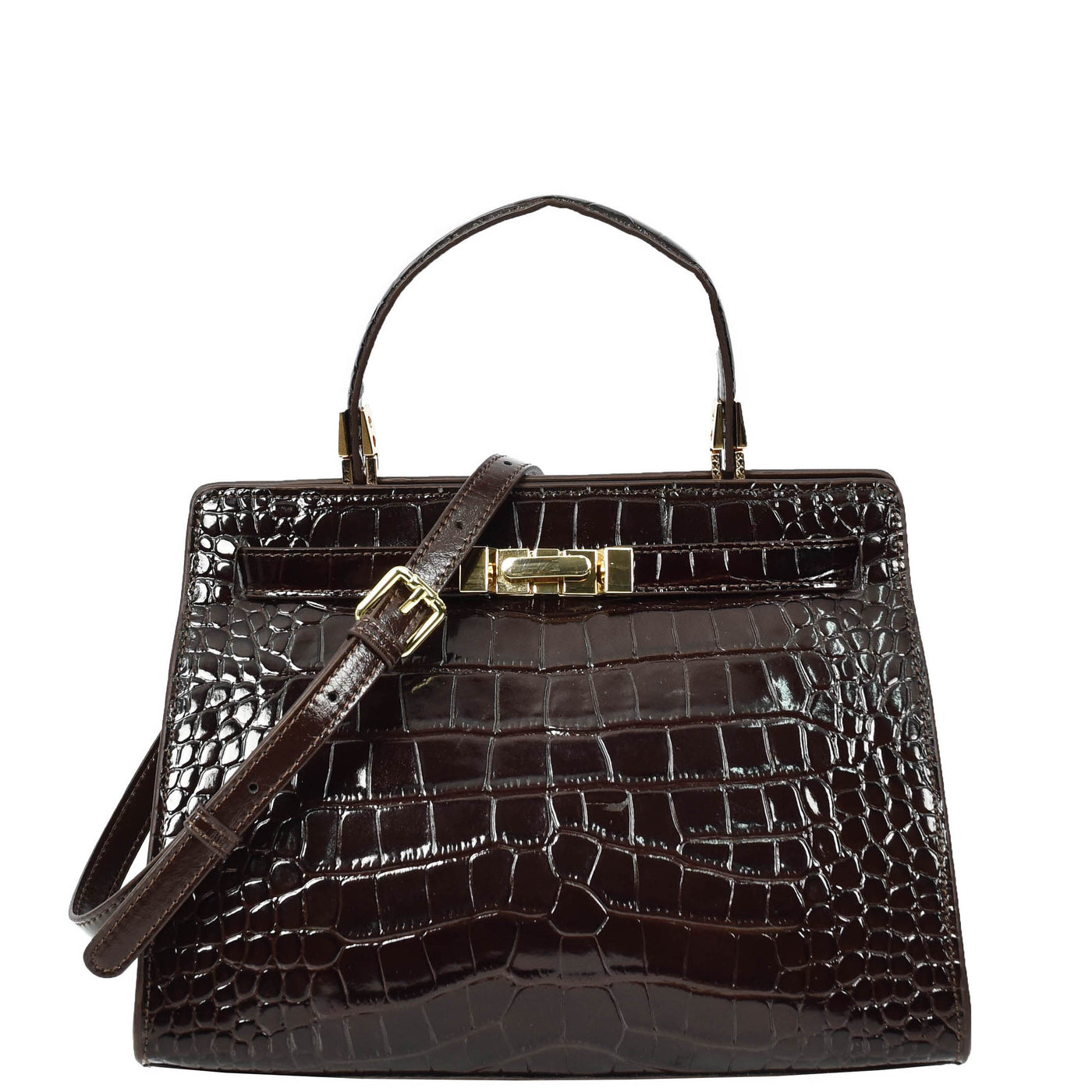 Women's Real Leather Handbag Small Organiser Top-Handle Handbag Camille Brown ( Min Order From 10/Pcs )