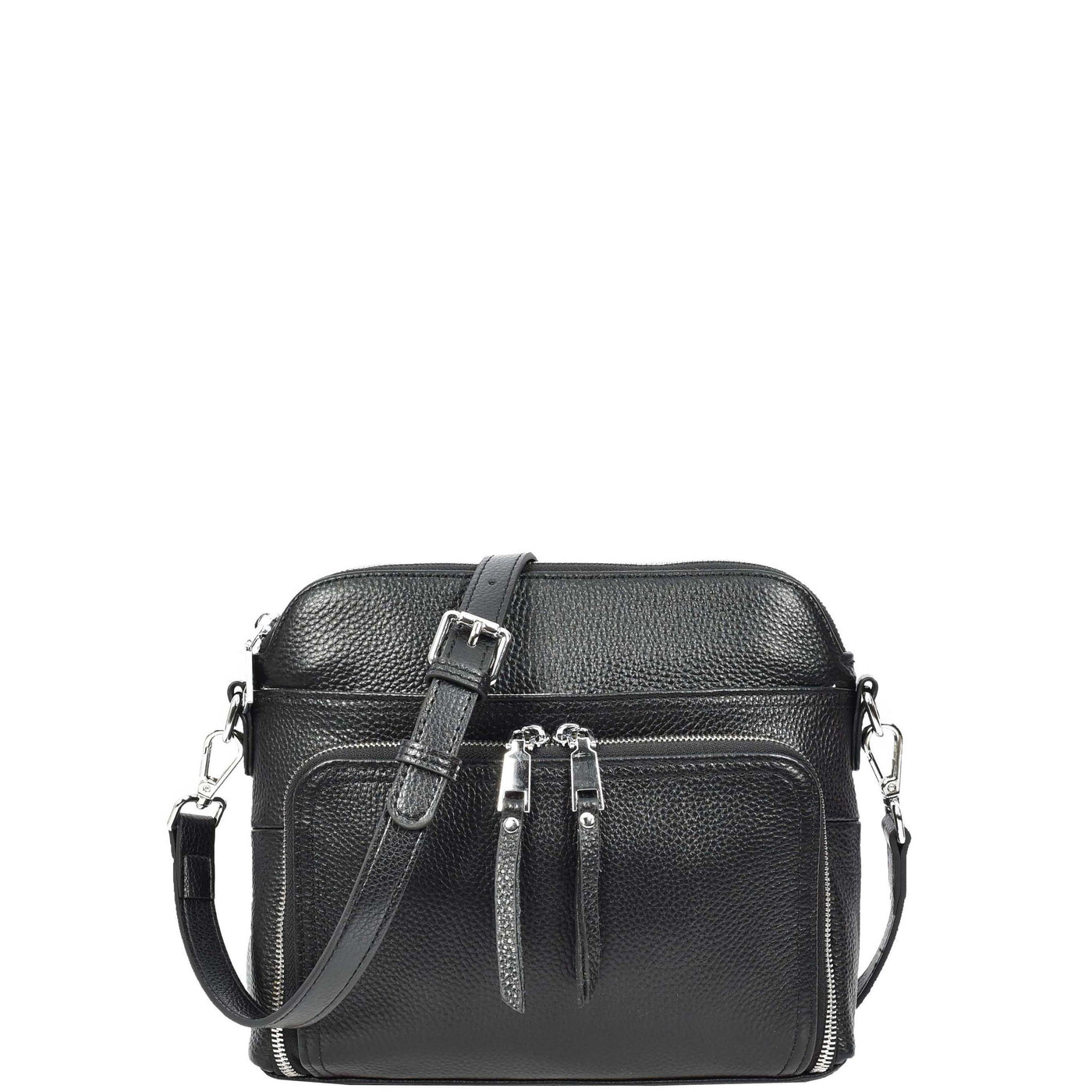 Womens Real Leather Cross Body Bag Classic Sling Style Skye Black (Min Order From 10Pcs)