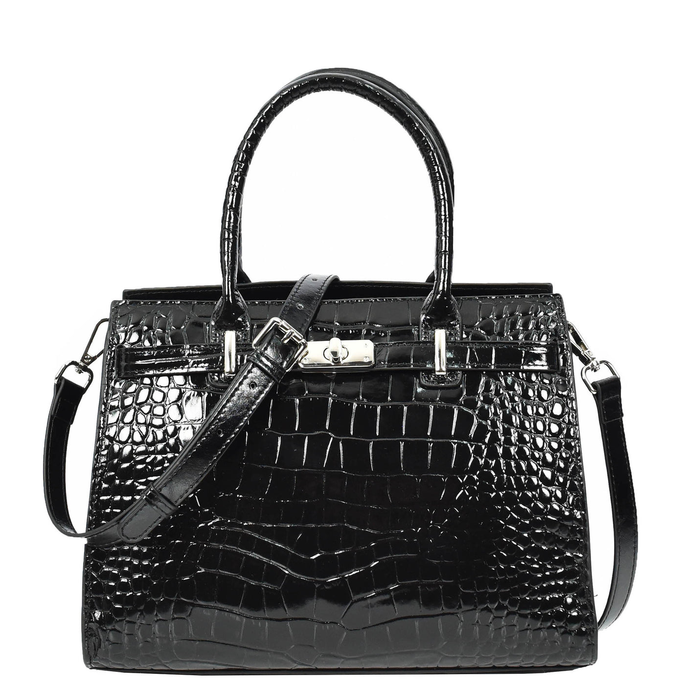 Women Real Leather Handbag Mid Size Organiser Top-Handle Handbag Noelle Black (Min Order From 10Pcs)