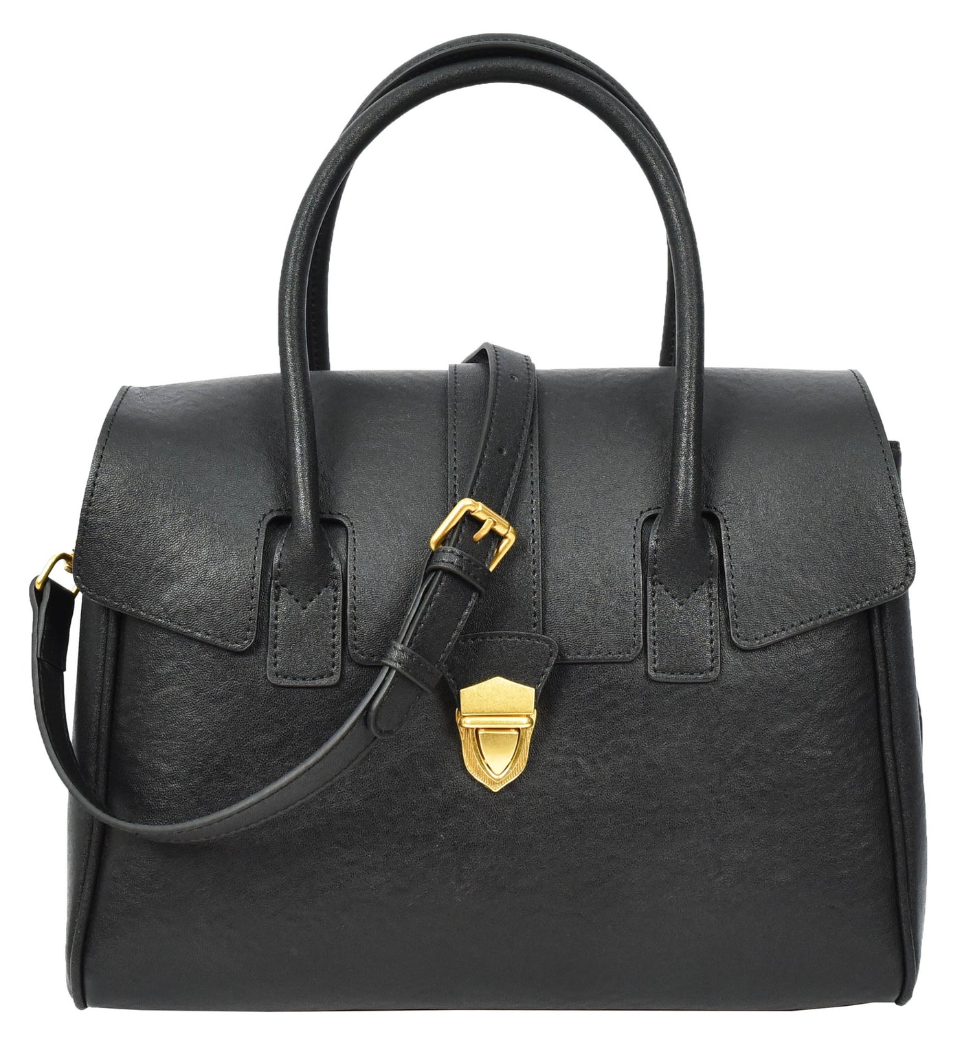 Women's Real Leather Shoulder Bag Large Size Classic Style Tacoma Black (Min Order From 10Pcs)