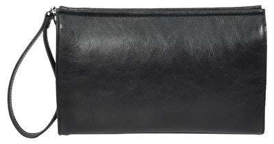 Mens Real Leather Wrist Bag Organiser Cross Body Style Suva Black (Min Order From 10Pcs)