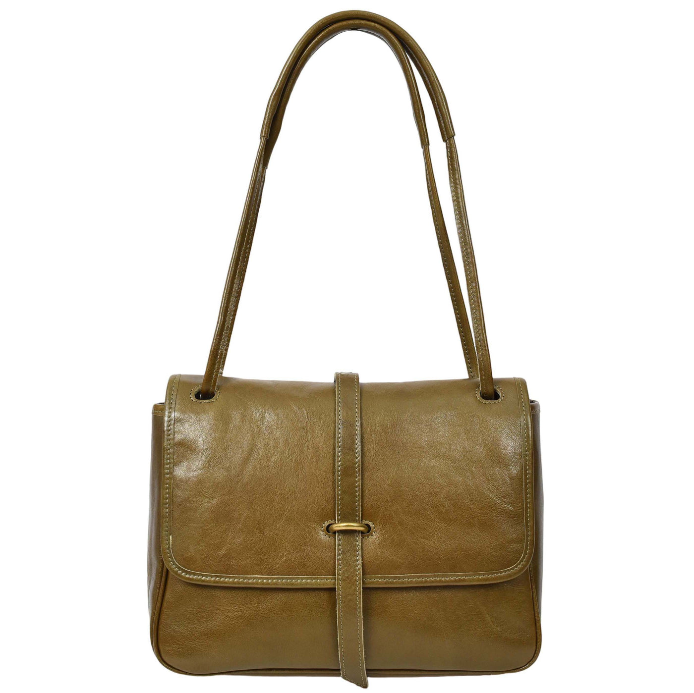 Women's Real Leather Shoulder Bag Classic Mid Size Handbag Simone OLIVE  (Min Order From 10Pcs)