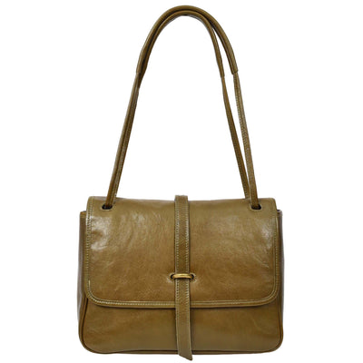 Women's Real Leather Shoulder Bag Classic Mid Size Handbag Simone OLIVE  (Min Order From 10Pcs)