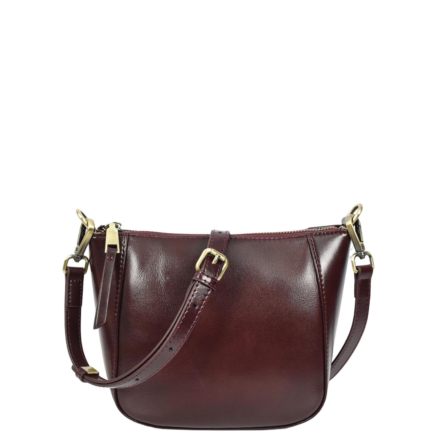 Women's Real Leather Cross Body Bag Small Size Sling Pouch Catherine BURGUNDY (Min Order From 10Pcs)