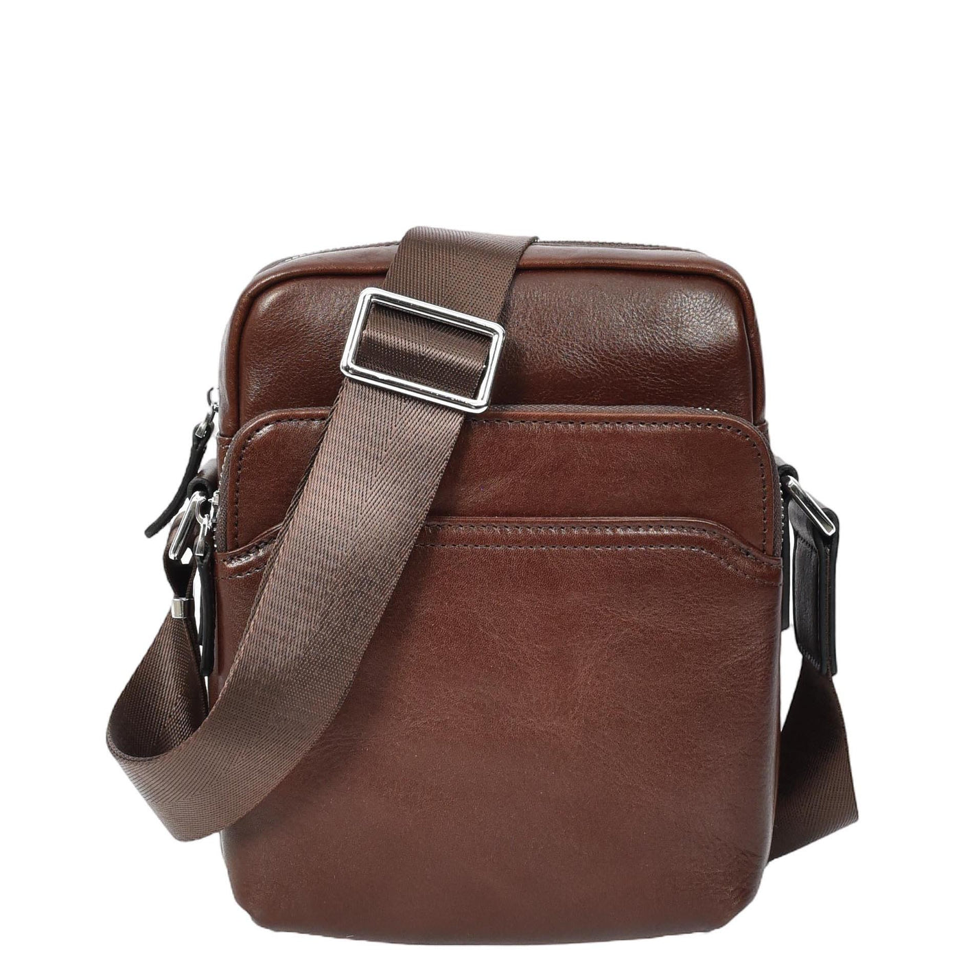 Mens Real Leather Cross Body Bag Small Size Travel Pouch Hanoi Brown (Min Order From 10Pcs)