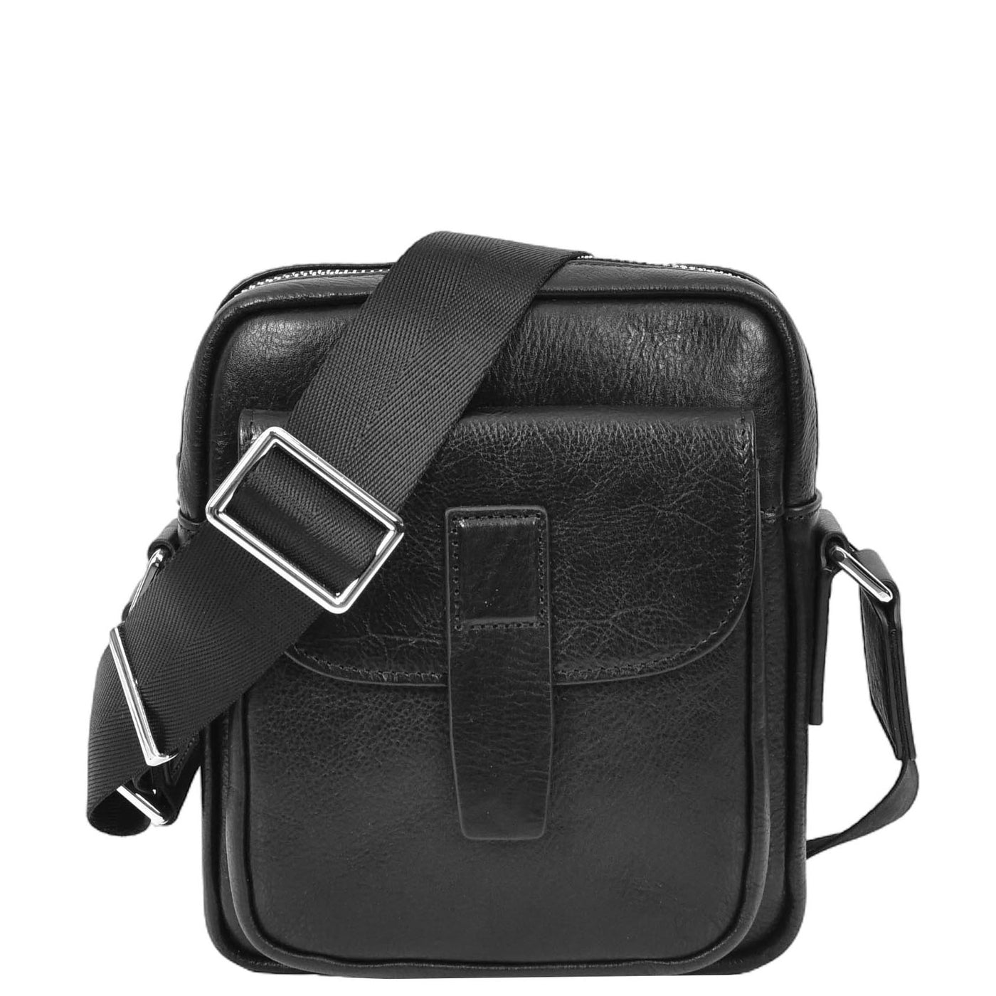 Mens Real Leather Cross Body Bag Small Size Travel Pouch Malmo Black (Min Order From 10Pcs)