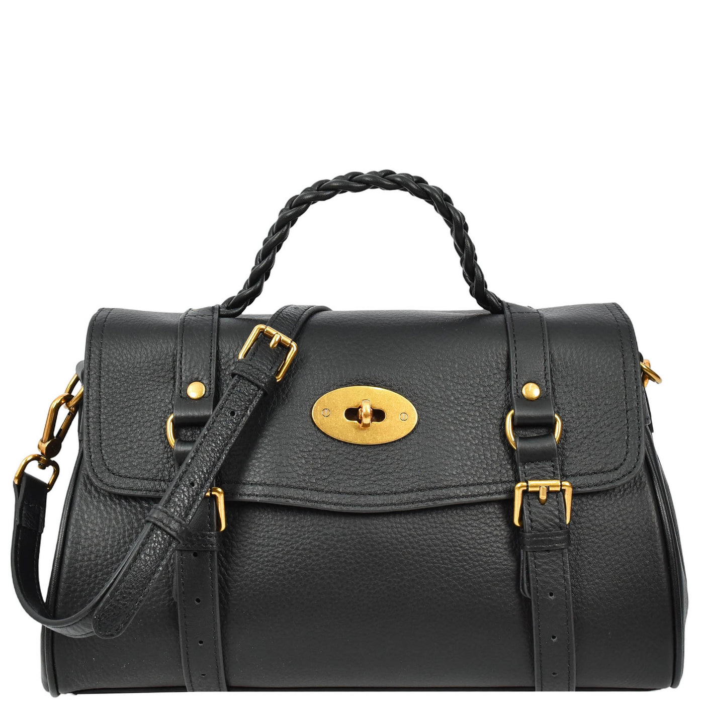 Womens Real Leather Handbag Classic Satchel Top-Handle Style Greta Black (Min Order From 10Pcs)
