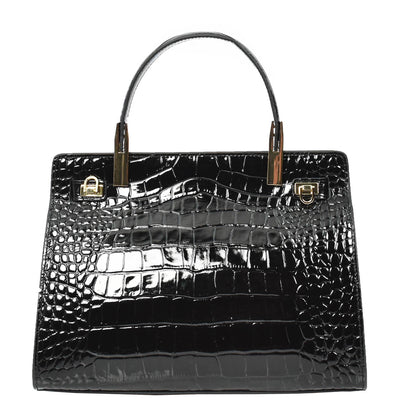 Women's Real Leather Handbag Small Organiser Top-Handle Handbag Camille Black ( Min Order From 10/Pcs )