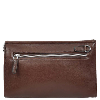 Mens Real Leather Wrist Bag Organiser Cross Body Style Suva Brown (Min Order From 10Pcs)