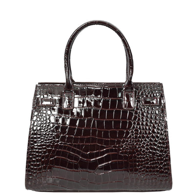 Women Real Leather Handbag Mid Size Organiser Top-Handle Handbag Noelle Brown (Min Order From 10Pcs)