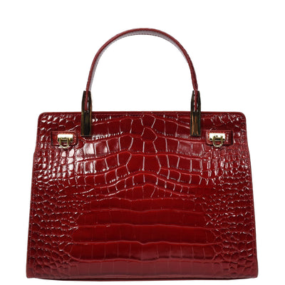 Women's Real Leather Handbag Small Organiser Top-Handle Handbag Camille Red ( Min Order From 10/Pcs )