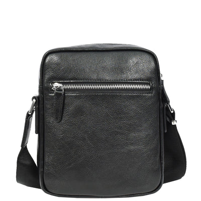 Mens Real Leather Cross Body Bag Small Size Travel Pouch Hanoi Black (Min Order From 10Pcs)