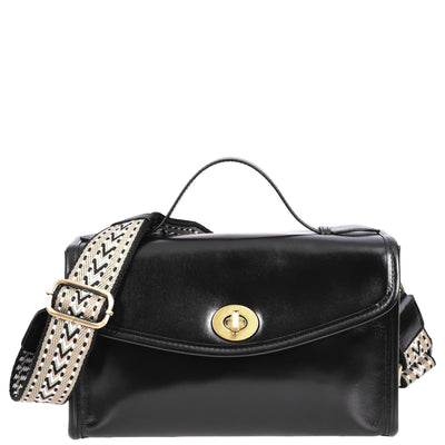 Women's Real Leather Handbag Small Cross Body Shoulder Bag Havana Black ( Min Order From 10/Pcs )
