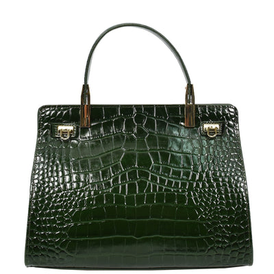 Women's Real Leather Handbag Small Organiser Top-Handle Handbag Camille Green ( Min Order From 10/Pcs )
